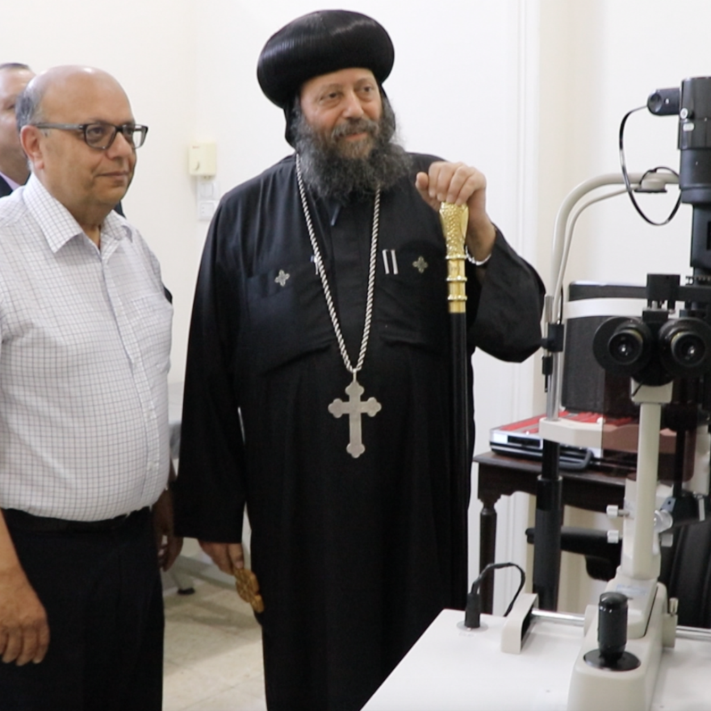 Bishop Lucas inspecting the eye clinic